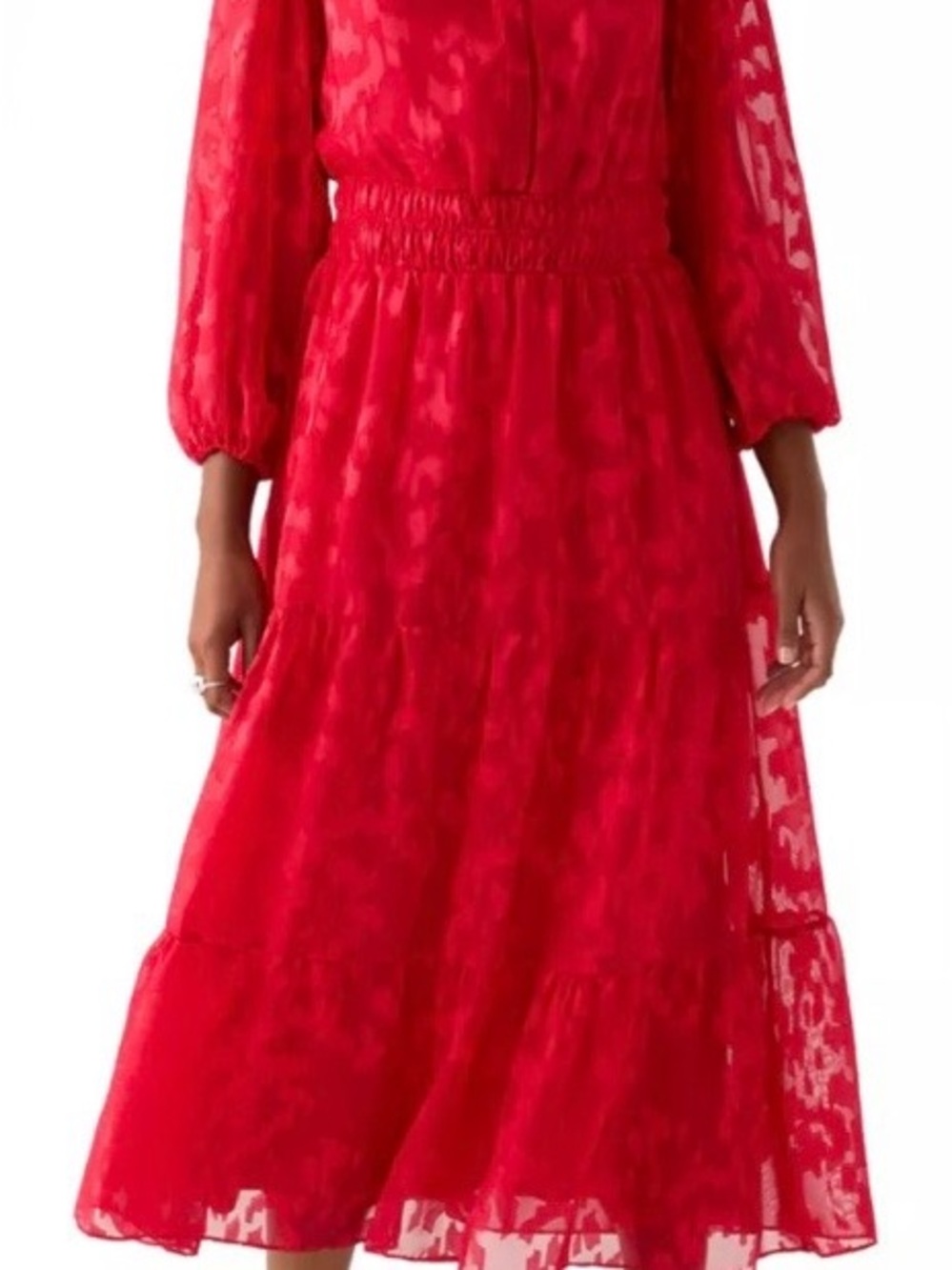 Taylor  Women's Long Sleeve Solid Chiffon Maxi Dress